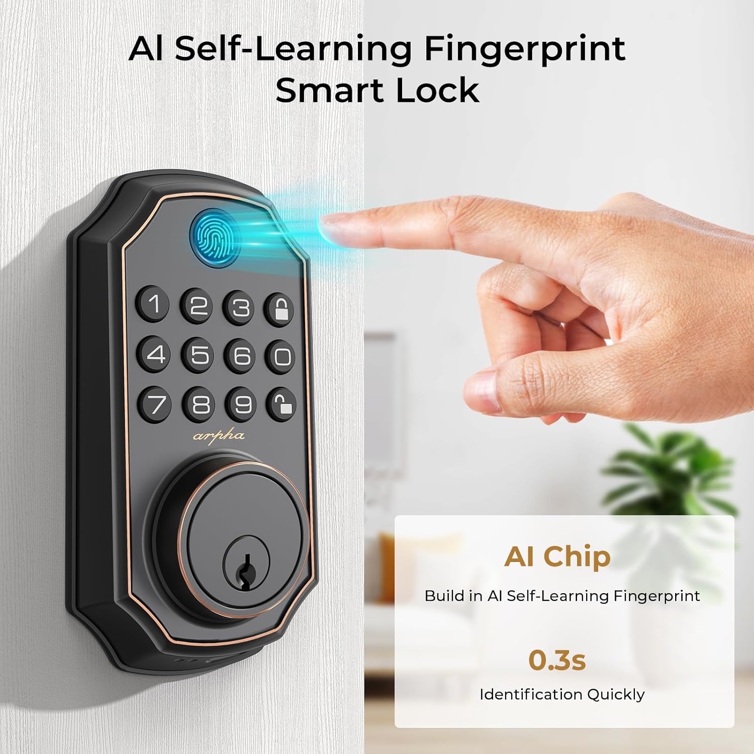 WiFi Door Lock D280W, Keyless Entry Door Lock Fingerprint, Bulit-in WiFi Deadbolt, App Remote Control, Electronic Keypad Door Lock, Safety Front Door Lock, Support Alexa, Auto Lock, Easy Installation - Image 5